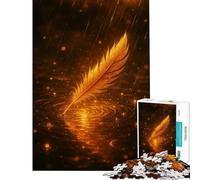 Puzzle pour Adultes 1000 pièces Plume dorée sous la Pluie Puzzle 1000 pièces Décoration intérieure Jouet pour Les Amis et la Famille (50x75cm)