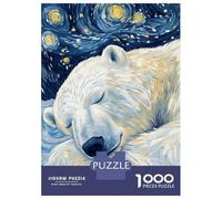 Puzzle pour Adultes 1000 Pièces Polar Bear Starry Night Puzzle pour Adolescents pour S'amuser en Famille, Défi Éducatif, Cadeau d'anniversaire Unique 70x50cm/1000pcs