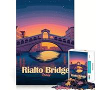 Puzzle pour Adultes 1000 pièces Pont du Rialto,Venise,Italie,Premium Edge Art,Jouet de compétences cognitives,Jeu Occasionnel,Cadeau d'anniversaire (50x75cm)
