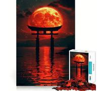 Puzzle pour Adultes 1000 pièces Porte Torii Lune de Sang,Assemblage sans Couture,Jeu de Concentration,Cadeau de détente,Cadeau d'anniversaire (50x75cm)