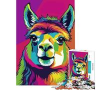 Puzzle pour Adultes 1000 pièces Portrait d'alpaga coloré Style Pop Art pour Jeu éducatif défi et détente Une œuvre d'art à Offrir aux Femmes et aux Hommes (Dimensions 38x52cm)