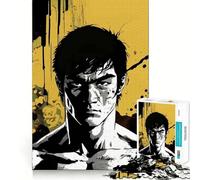Puzzle pour Adultes 1000 pièces Portrait de Bruce Lee Art aux Bords précis Jeu de Construction Focus Jeu de détente Décoration Murale de Noël (38x26cm)