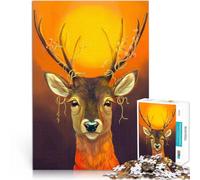 Puzzle pour Adultes 1000 pièces Portrait de cerf Jouet éducatif intellectuel décompressant Interaction Parent-Enfant 38x26cm