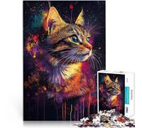 Puzzle pour Adultes 1000 pièces Portrait de Chat coloré Jouets éducatifs d'apprentissage est idéal comme Cadeau pour Toute la Famille 50x70cm