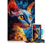 Puzzle pour Adultes 1000 pièces Portrait de Chat en mosaïque Assemblage Lisse Jeu Amusant et résolvant des problèmes Jeu Occasionnel Idéal pour Un Anniversaire ou Une activité Artistique (38x52cm)