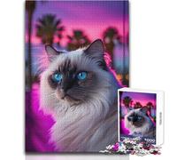 Puzzle pour Adultes 1000 pièces Portrait de Chat Ragdoll Jeu Impossible Découpe de précision Cadeau de Père Noël Secret Dimensions 50x75cm