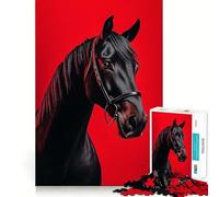Puzzle pour Adultes 1000 pièces Portrait de Cheval Noir Jeu d'articulation Pointue,Jeu de réflexion Amusant,Moment de détente,Art de Loisirs de Noël (38x26cm)