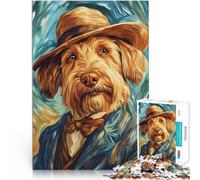 Puzzle pour Adultes 1000 pièces Portrait de Chien avec Un Chapeau Coupe de précision est idéal comme Cadeau pour Toute la Famille 38x26cm