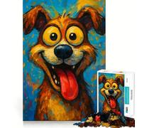 Puzzle pour Adultes 1000 pièces Portrait de Chien de Dessin animé aux Grands Yeux Découpe de qualité supérieure Jeu de logique Amusant et Facile à Jouer Décoration Murale de Noël (38x26cm)