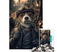 Puzzle pour Adultes 1000 pièces Portrait de Chien Steampunk Jeu Manuel Jouet addictif pour cultiver la Patience Cadeaux de Noël Secret Passer Le Temps Pendant Les Vacances (Dimensions 38x52cm)