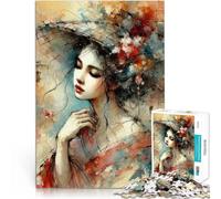 Puzzle pour Adultes 1000 pièces Portrait de Femme à l'aquarelle Jouet éducatif intellectuel décompressant Une œuvre d'art 52x38cm