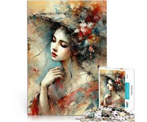 Puzzle pour Adultes 1000 pièces Portrait de Femme à l'aquarelle Jouet éducatif intellectuel décompressant Une œuvre d'art 52x38cm