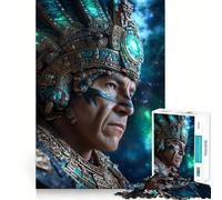 Puzzle pour Adultes 1000 pièces Portrait de Guerrier aztèque Jeu à articulations Pointues Défi Mental Jouet Calme et Amusant Décoration de Noël pour la Maison (38x52cm)