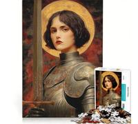 Puzzle pour Adultes 1000 pièces Portrait de Jeanne d'arc avec épée Jouet éducatif Passe-Temps idéal Cadeau d'anniversaire 50x75cm