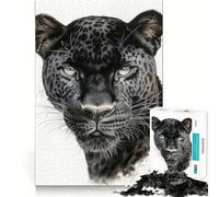 Puzzle pour Adultes 1000 pièces Portrait de la Panthère Noire Découpe serrée Jeu de Construction Amusant et Stimulant,Loisirs et Divertissement,Jeu Artistique d'anniversaire (38x26cm)