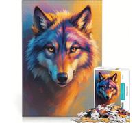 Puzzle pour Adultes 1000 pièces Portrait de Loup Alpha éclatant Jouet éducatif Difficile Difficile liste de souhaits avec Le Père Noël 38x26cm