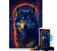 Puzzle pour Adultes 1000 pièces Portrait de Loup céleste,découpe Premium,Jeu créatif,Jouet,Divertissement,décoration de Noël (50x75cm)