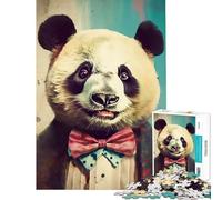 Puzzle pour Adultes 1000 pièces Portrait de Panda Souriant Jeu de Manipulation Jouet intellectuel Cadeau pour Femmes et Hommes Anti-Stress (Taille 38x26cm)