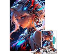 Puzzle pour Adultes 1000 pièces Portrait de Princesse guerrière Cyberpunk Décoration Murale Cadeau Anti-Stress (Dimensions 50x75cm)