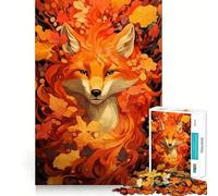 Puzzle pour Adultes 1000 pièces Portrait de Renard d'automne Jeu d'adresse et de réflexion Jeu Gratuit Scène de Noël (50x75cm)