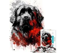 Puzzle pour Adultes 1000 pièces Portrait de Terre-Neuve Jeu Amusant Niveau de difficulté élevé Cadeau Unique pour Un Anniversaire ou Noël (Dimensions 38x52cm)