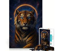 Puzzle pour Adultes 1000 pièces Portrait de Tigre céleste Découpe de qualité supérieure Jeu Intelligent et ludique Cadeau Artistique de Noël (38x52cm)