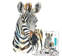 Puzzle pour Adultes 1000 pièces Portrait de zèbre Aquarelle pour Jeu éducatif Jouet éducatif Cadeau de Noël Secret décoration intérieure (Dimensions 38x26cm)