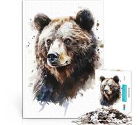 Puzzle pour Adultes 1000 pièces Portrait d'ours à l'aquarelle Réduction du Stress intéressante Jeu de défi Unique 38x26cm