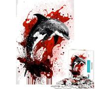Puzzle pour Adultes 1000 pièces Portrait d'un Dauphin Défi éducatif Défi Difficile Jouet Décoration Murale pour Les 14 Ans et Plus (50x75cm)