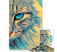 Puzzle pour Adultes 1000 pièces Portrait œil de Chat,Art aux Bords précis,Jeu créatif et Amusant,idéal pour Passer Un Moment agréable,décoration de Noël (38x52cm)