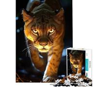 Puzzle pour Adultes 1000 pièces Portrait Intense de Lion dans Le Noir Décoration Murale pour Noël ou Un Anniversaire (38x52cm)
