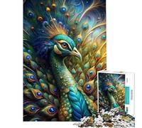 Puzzle pour Adultes 1000 pièces Portrait majestueux d'un Paon aux Plumes éclatantes Jeu de Construction pour Adultes Défi Difficile Idéal comme Cadeau pour Toute la Famille (Dimensions 50x75cm)