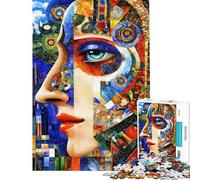 Puzzle pour Adultes 1000 pièces Portrait mosaïque avec éléments de Paysage Urbain Puzzles pour Adolescents Vacances à la Maison Activités Amusantes à Faire à la Maison Jeu de défi Unique (38x52cm)