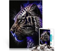 Puzzle pour Adultes 1000 pièces Portrait Tigre Blanc Jeu Familial Anti-Stress Défi Difficile Améliorer la mémoire 50x70cm