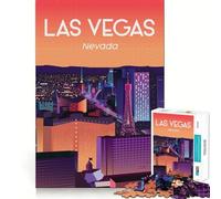 Puzzle pour Adultes 1000 pièces Poster de Voyage Las Vegas Découpe Lisse Art Jeu de réflexion créatif Temps de détente Amusant Cadeau apaisant de Noël (50x75cm)