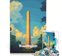 Puzzle pour Adultes 1000 pièces Poster du Monument de Washington Jeu Pratique pour Passer Le Temps à la Maison et renforcer l'amour Entre Couples 38x52cm