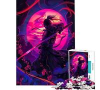 Puzzle pour Adultes 1000 pièces Posters Ninja Néon Aide à l'exercice cérébral Cadeau pour Femmes Jouet Anti-Stress pour 14+ Jeu de Puzzle Offert (38x52cm)