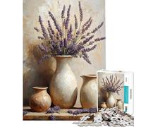 Puzzle pour Adultes 1000 pièces Pots en Terre Cuite Lavande Jeu de Puzzle Manuel Une œuvre d'art Cadeau Unique pour Un Anniversaire et Noël (Dimensions 38x52cm)