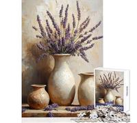 Puzzle pour Adultes 1000 pièces Pots en Terre Cuite Lavande Jeu Impossible Défi Difficile Jouet éducatif Améliorer l'amour Entre Les Couples (26X38cm)