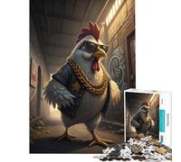 Puzzle pour Adultes 1000 pièces Poulet Cool dans Une Ruelle Jeu addictif pour cultiver la Patience Jeu Familial Décoration Parfaite Cadeau Amusant (Dimensions 38x26cm)