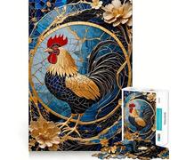 Puzzle pour Adultes 1000 pièces Poulet Coq Art Kintsugi Découpe Premium Jeu Créatif Jouet Loisirs Créatifs Décoration de Noël (38x52cm)