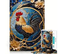 Puzzle pour Adultes 1000 pièces Poulet Coq Art Kintsugi Découpe Premium Jeu Créatif Jouet Loisirs Créatifs Décoration de Noël (38x26cm)