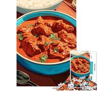 Puzzle pour Adultes 1000 pièces Poulet Tikka Masala avec Riz pour Jeu éducatif défi et Casse-tête Cadeau d'anniversaire (Taille 38x52cm)