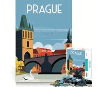 Puzzle pour Adultes 1000 pièces Prague République tchèque Qualité supérieure Jeu de réflexion et de détente Décoration Murale de Noël (38x26cm)