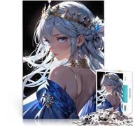 Puzzle pour Adultes 1000 pièces Princesse d'anime avec Une Robe Bleue Jeux de détente est idéal comme Cadeau pour Toute la Famille 52x38cm