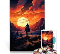 Puzzle pour Adultes 1000 pièces Promenade au Coucher du Soleil en Cow-Boy Jeu Stimulant Décoration d'intérieur et Cadeaux Uniques 50x70cm
