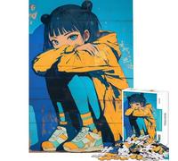 Puzzle pour Adultes 1000 pièces Puzzle de 1000 pièces représentant Une Fille d'anime et des Graffitis Jeu de Construction à Faire soi-même Une œuvre d'art Un Jeu Stimulant pour Toute la Famille