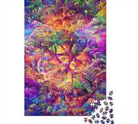 Puzzle pour Adultes, 1000 Pièces, Puzzle en Bois Rectangulaire Créatif Jungle Psychédélique, 1000 Pièces (38x26cm)
