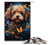 Puzzle pour Adultes 1000 pièces Puzzle psychédélique coloré en Bois Jeu éducatif Jouet de défi Caniche Papillon 1000 pièces (38 x 26 cm)