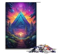 Puzzle pour Adultes 1000 pièces Puzzle Pyramidal psychédélique coloré pour Adultes Puzzles en Bois Jeux de Famille Cadeaux d'anniversaire de Noël 1000 pièces (38 x 26 cm)